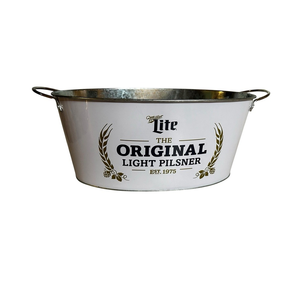 Miller Lite Metal Ice Bucket Beer Tub Original Light Pilsner Bar Decor